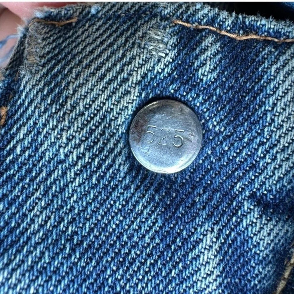 vintage 60s Levi's 557 Denim Jacket Type III Blanket Lined Distressed 525 Button